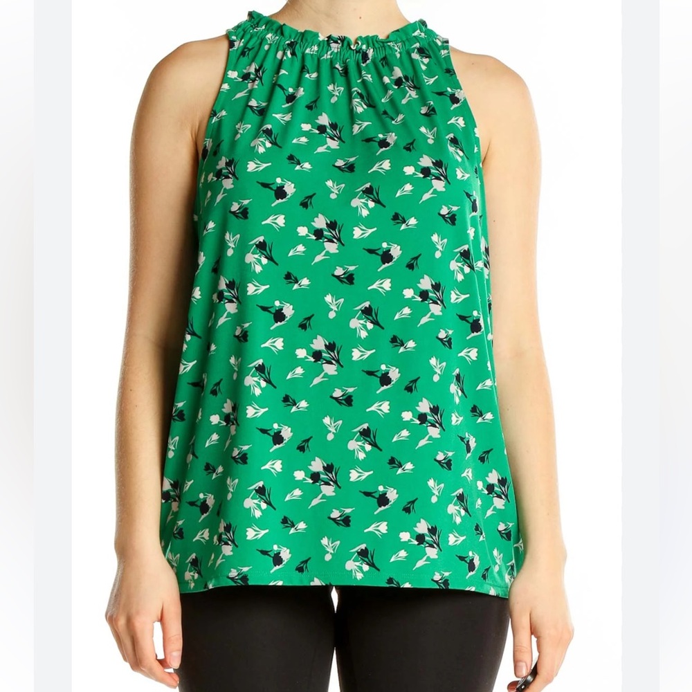 Banana Republic Green Floral Print Sleeveless Blouse Size Large